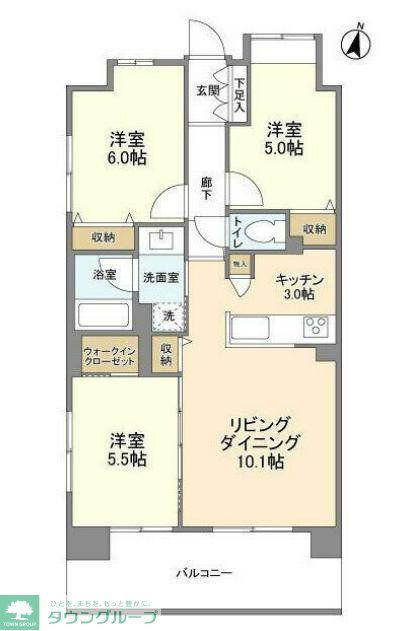 グランカーサ新小岩(3LDK/8階)の間取り写真
