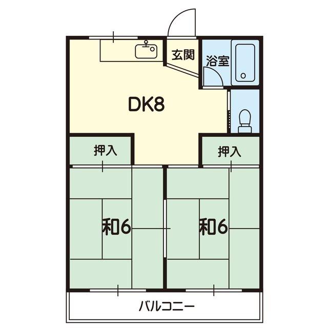 上水前寺Kビル(2DK/2階)の間取り写真