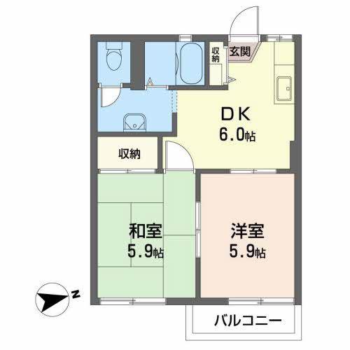 グリーンフィールド A(2DK/1階)の間取り写真