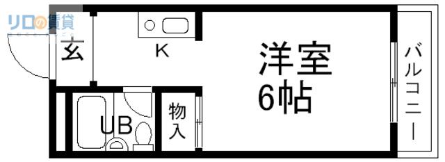 月見山ヒルズ(ワンルーム/2階)の間取り写真