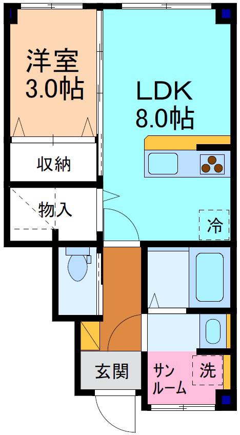 富山地鉄不二越上滝 上堀駅 徒歩3分 2階建 築6年(1LDK/1階)の間取り写真