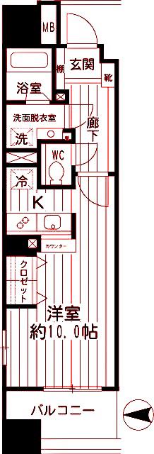 ナイスアーバン川崎ウエストモール(ワンルーム/3階)の間取り写真