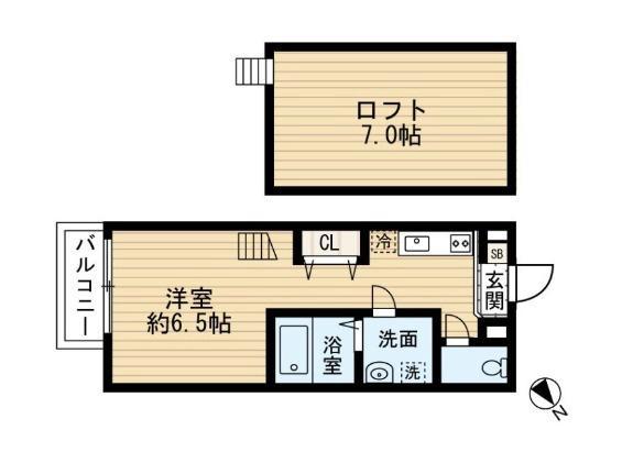 アイディアル老松(1K/1階)の間取り写真