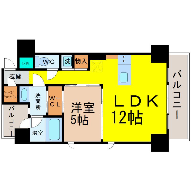 IZ RESIDENCE(1LDK/9階)の間取り写真