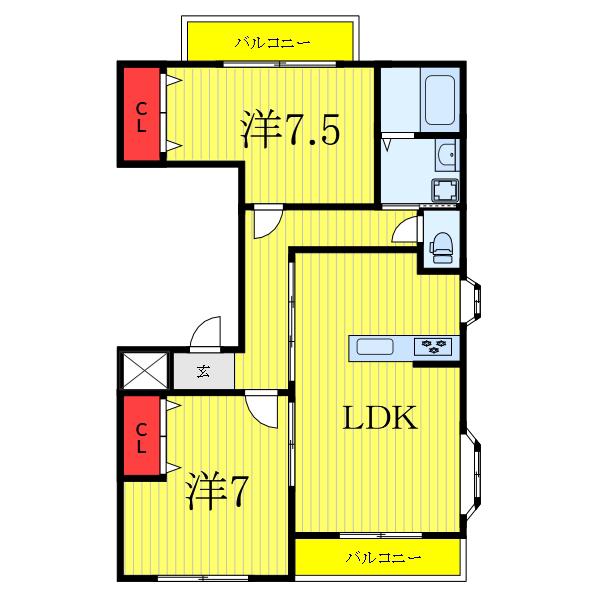 オーイーエム蓮根ビル(2LDK/4階)の間取り写真
