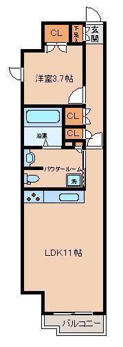 グローリオ花小金井(1LDK/1階)の間取り写真