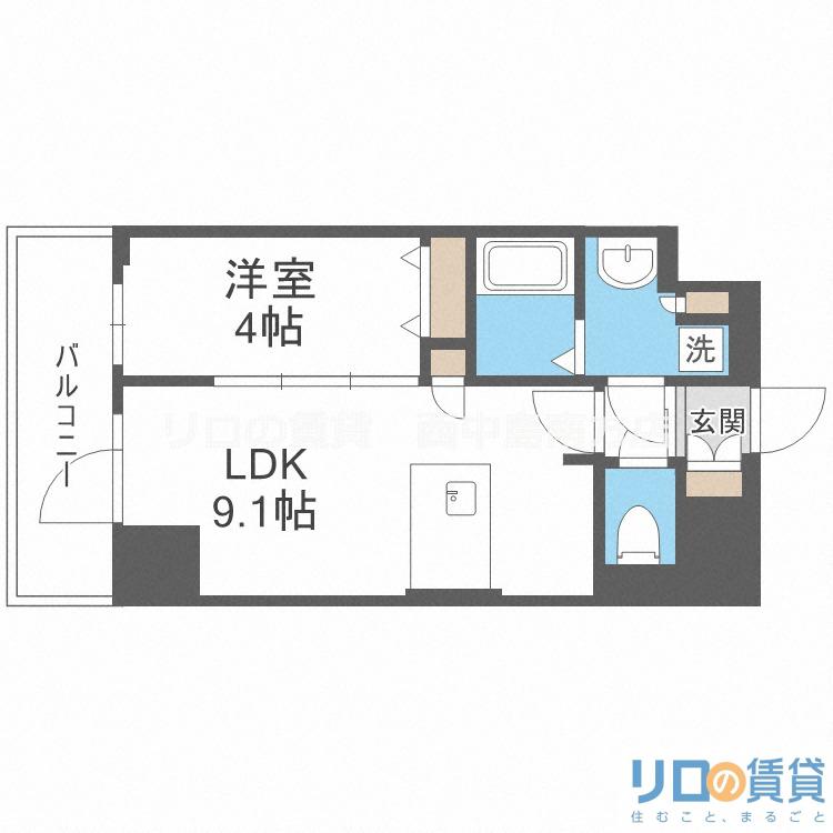 DIMUS新大阪(1LDK/3階)の間取り写真