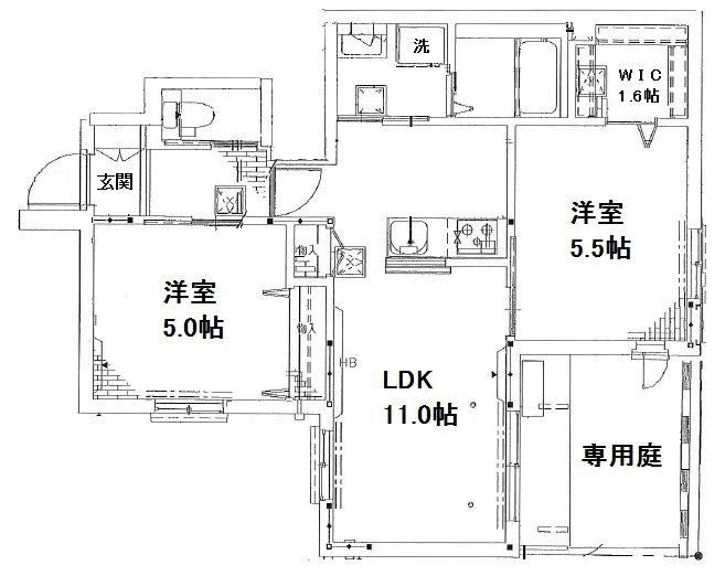 LA CASA TAKATA(2LDK/1階)の間取り写真