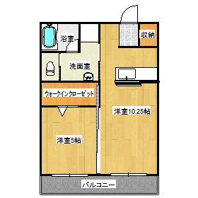 レイクヒルズ(1LDK/1階)の間取り写真