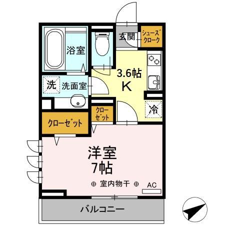 アイナ矢部(1K/2階)の間取り写真
