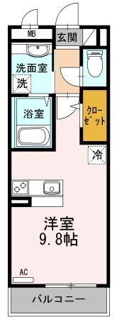 ラクサリー国分寺(ワンルーム/2階)の間取り写真