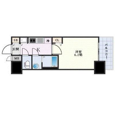 プレサンスOSAKA DOMECITYワンダー(1K/8階)の間取り写真