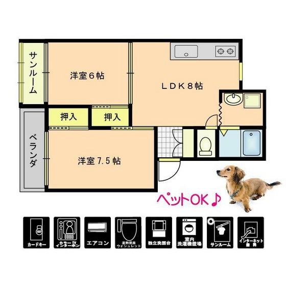 コーポ清水2号館(2LDK/1階)の間取り写真