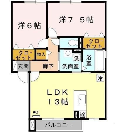 レセンテ寿(2LDK/1階)の間取り写真