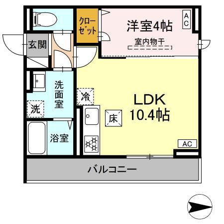サルビアさがみ野(1LDK/1階)の間取り写真