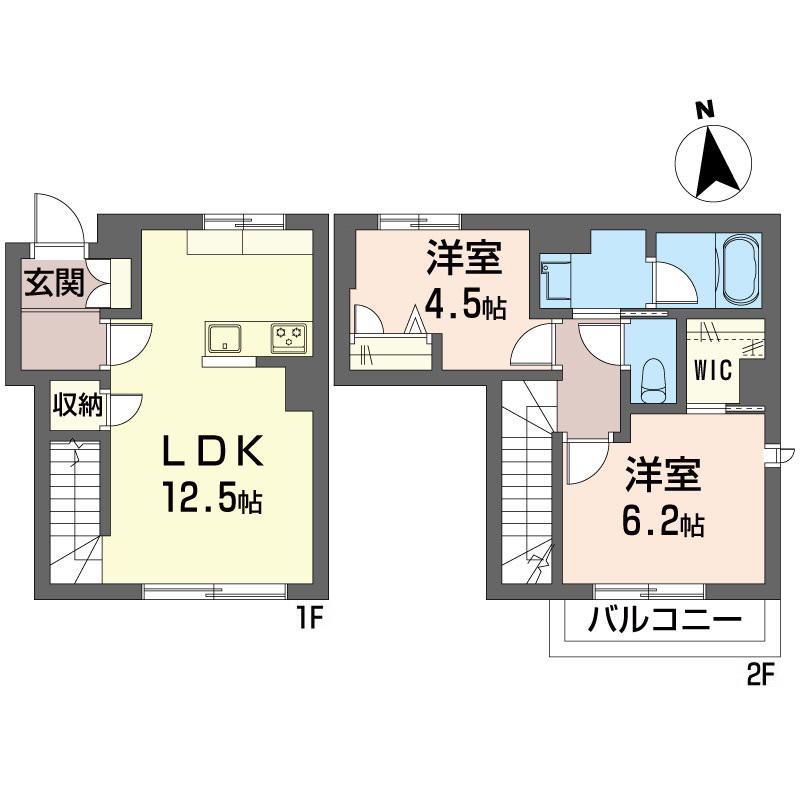 フラワーハイツ(2LDK/1階)の間取り写真