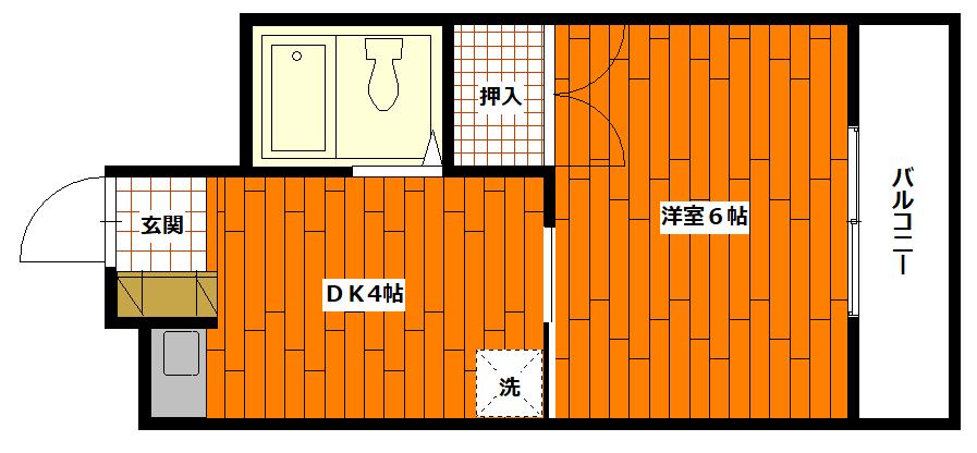 コーポ木村(1DK/1階)の間取り写真