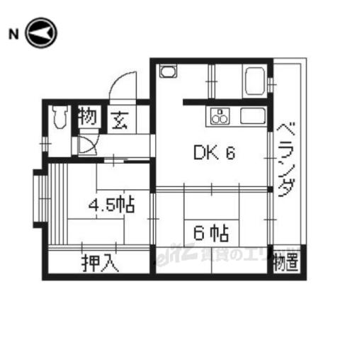 京都ハウス(2DK/3階)の間取り写真