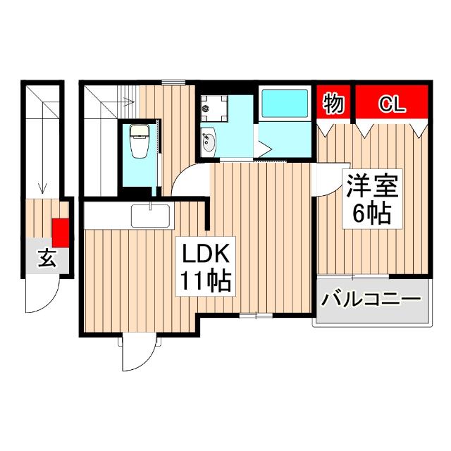 ロジーC(1LDK/2階)の間取り写真