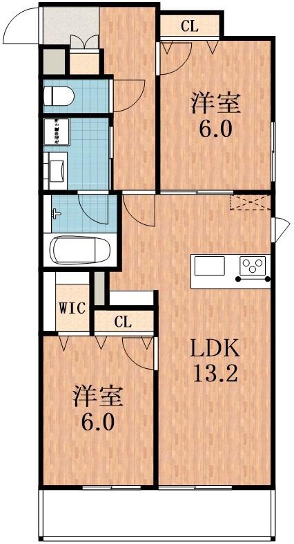 サンソアレ駒川中野(2LDK/1階)の間取り写真