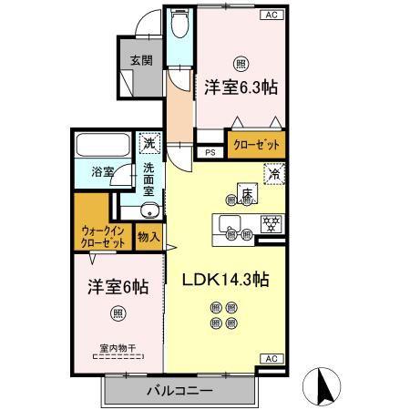 エクセルII(2LDK/1階)の間取り写真