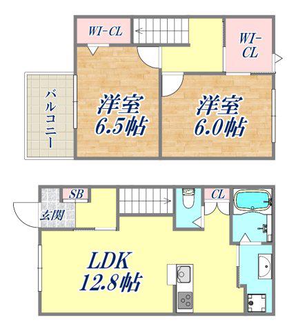 SUNPLAGEB棟(2LDK/1階)の間取り写真