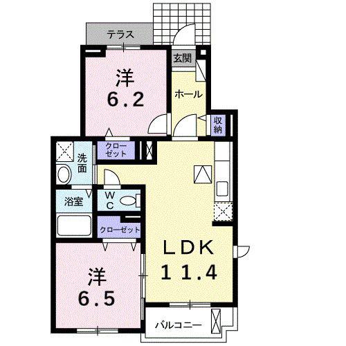 ジュ・セイル(2LDK/1階)の間取り写真