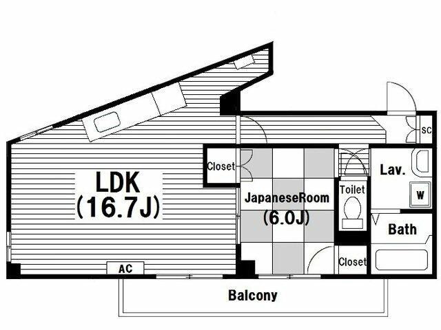 橋本6丁目マンション(1LDK/5階)の間取り写真