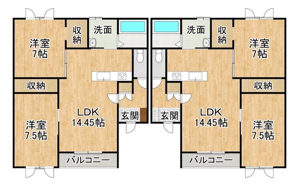 トレイブルック東館(2LDK/1階)の間取り写真