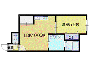 ユーファー水天宮(1LDK/2階)の間取り写真