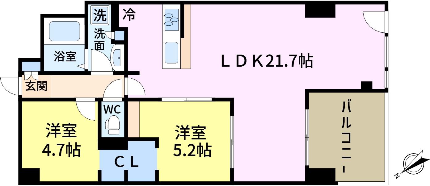 シルクボーテ(2LDK/4階)の間取り写真