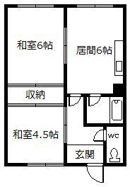 花咲コーポI(2DK/2階)の間取り写真