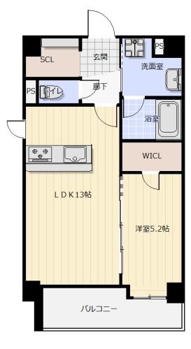 ポラリス高宮(1LDK/7階)の間取り写真