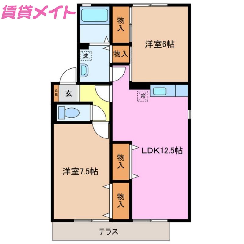 クレールコンフォートC(2LDK/1階)の間取り写真