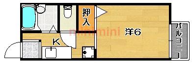 トリム南茨木3号館(1K/2階)の間取り写真