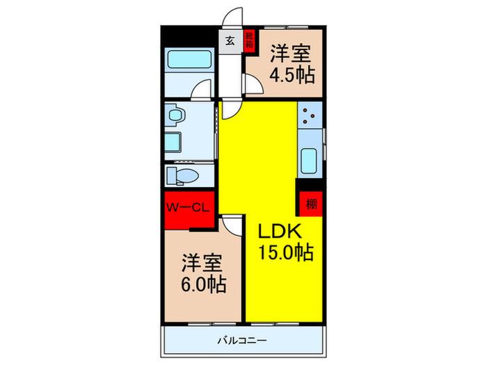第一玉一ハイツ(2LDK/2階)の間取り写真