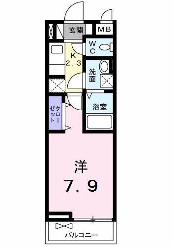 VILLA COLLINA(1K/2階)の間取り写真