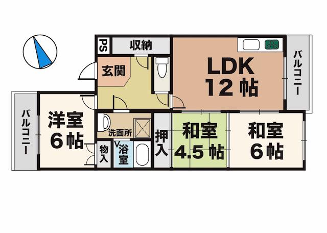 ハピネス(3LDK/1階)の間取り写真