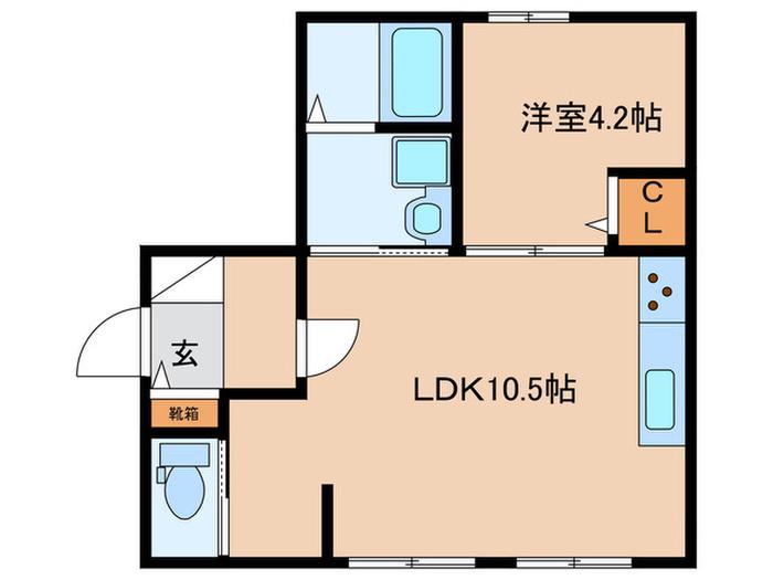 PISOALIVIO(1LDK/1階)の間取り写真