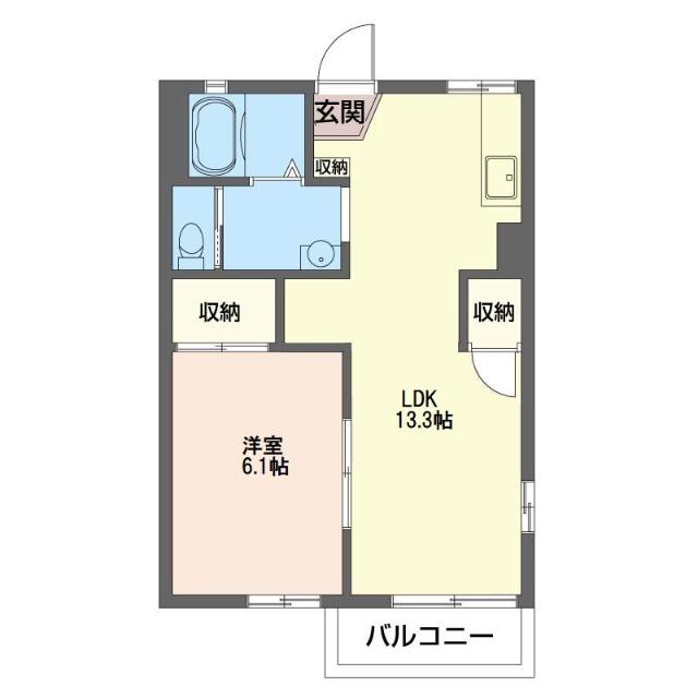 アベニュー坂田B(1LDK/1階)の間取り写真