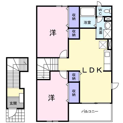 ドムス・アミーゴI(2LDK/2階)の間取り写真