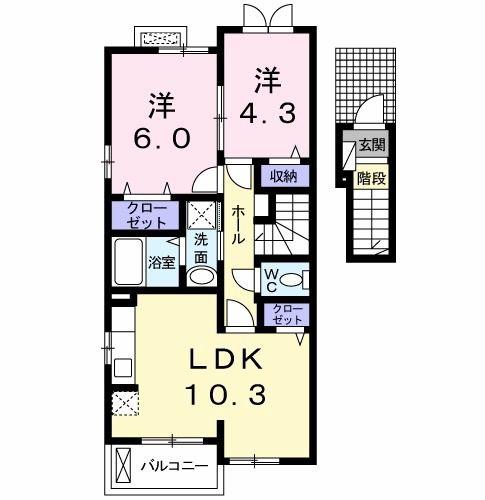 メゾン カミカワ(2LDK/2階)の間取り写真