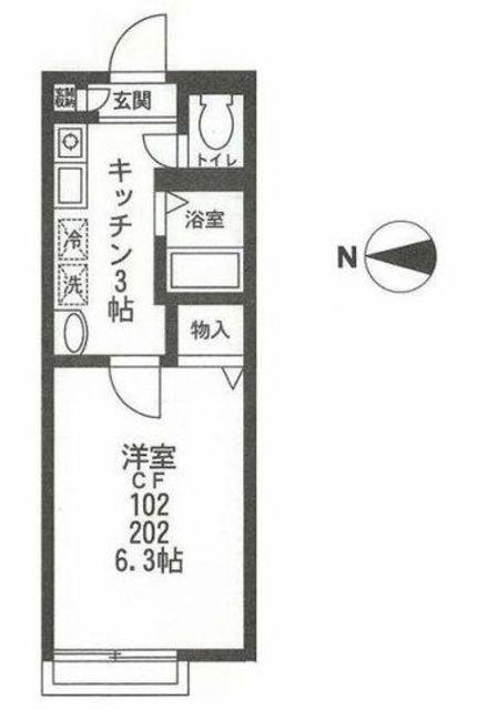 フォレスト祐天寺(1K/1階)の間取り写真