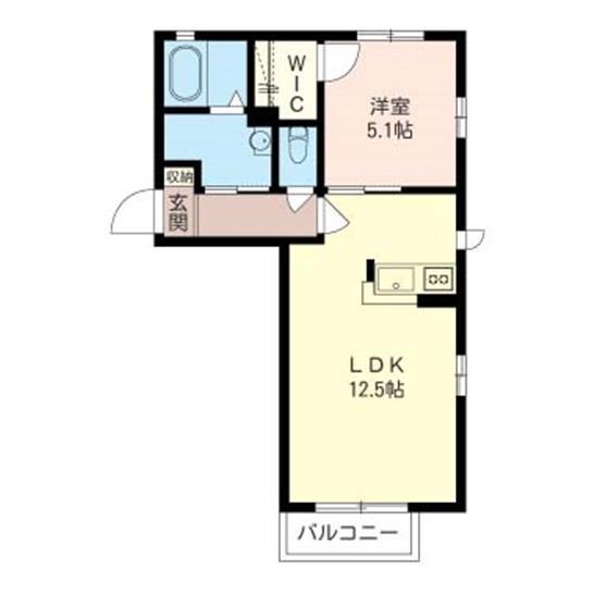 レヨンヴェール B棟(1LDK/2階)の間取り写真
