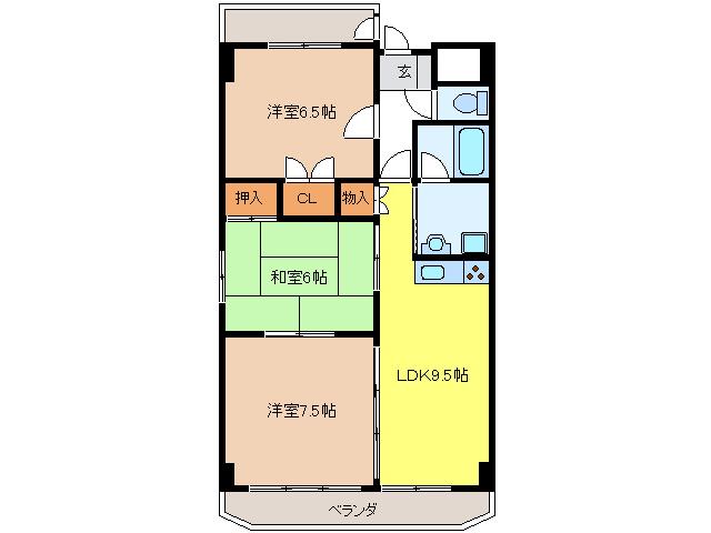 アクシスヨーロッパ壱番館(3LDK/5階)の間取り写真