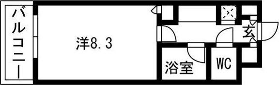 フェスタ天神(1K/4階)の間取り写真