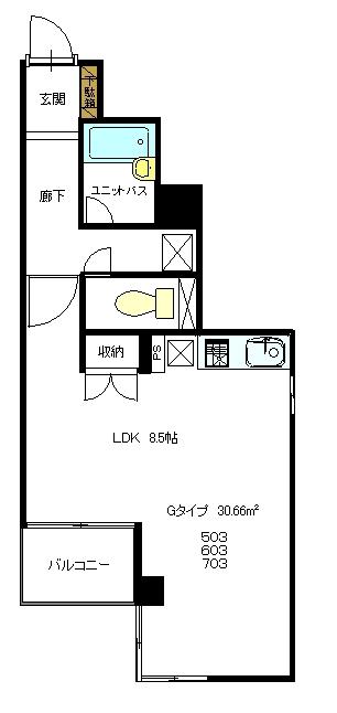 マイコート日野Ⅱ(ワンルーム/6階)の間取り写真