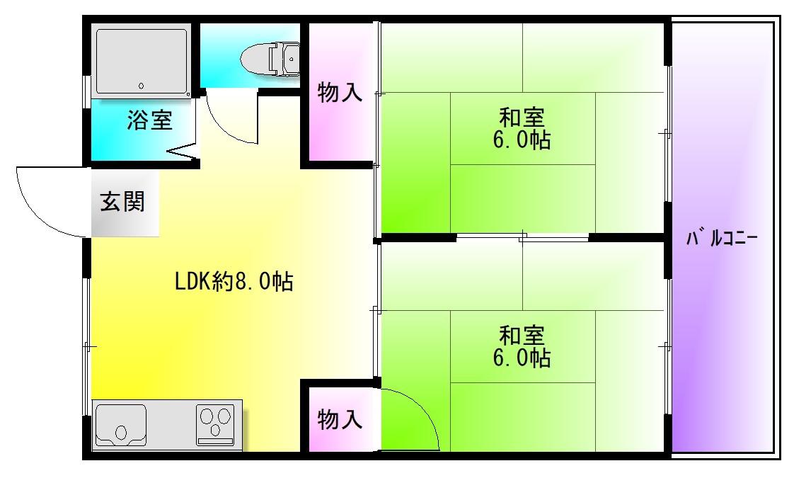 駅前コーポラス(2LDK/2階)の間取り写真