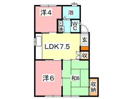 ニューコーポITADANI(3LDK/1階)の間取り写真