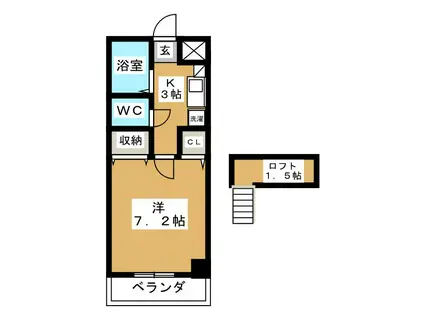 ＪＲ総武線快速 船橋駅 徒歩6分 2階建 築28年(1K/2階)の間取り写真